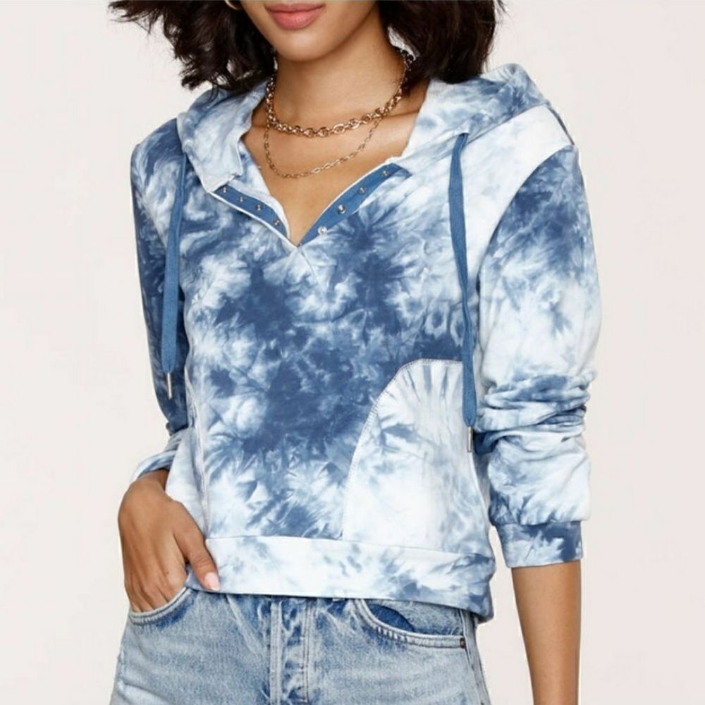 Heartloom Blue & White Tye Dye Katia Sweatshirt Hoodie Size Small NWT